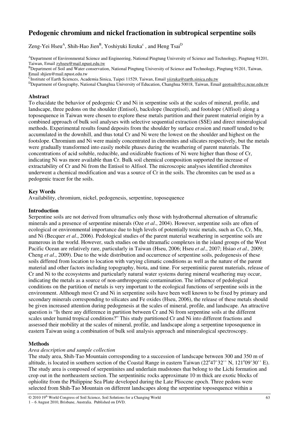 Pedogenic Chromium and Nickel Fractionation in Subtropical Serpentine Soils