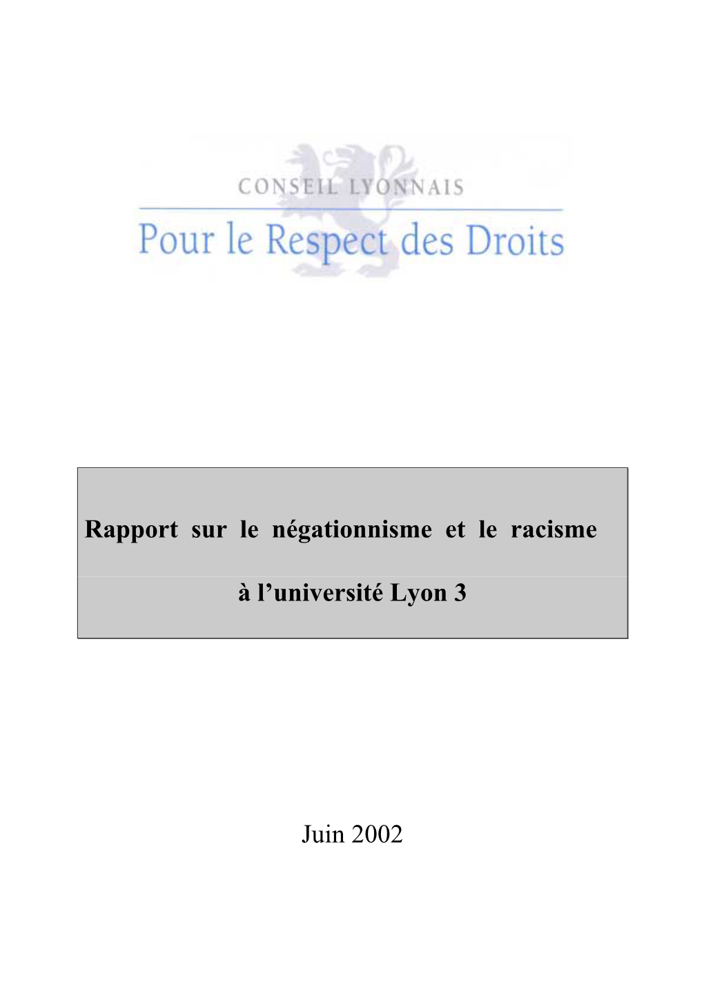 Rapport Sur Le Négationnisme Et Le Racisme