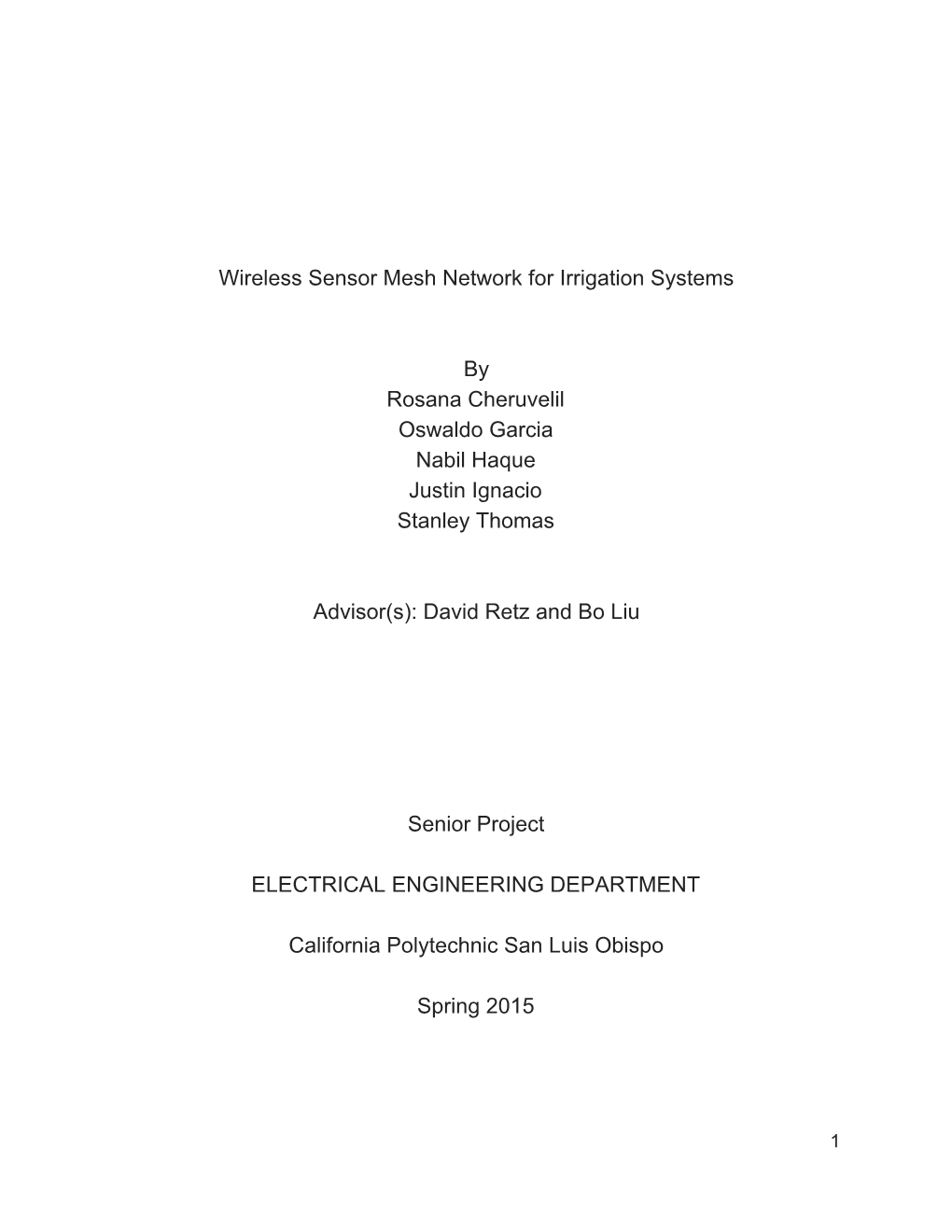 Wireless Sensor Mesh Network for Irrigation Systems