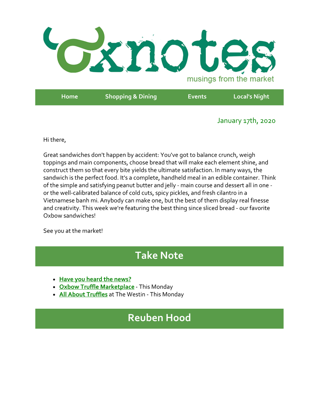 Oxnotes January 17Th, 2020