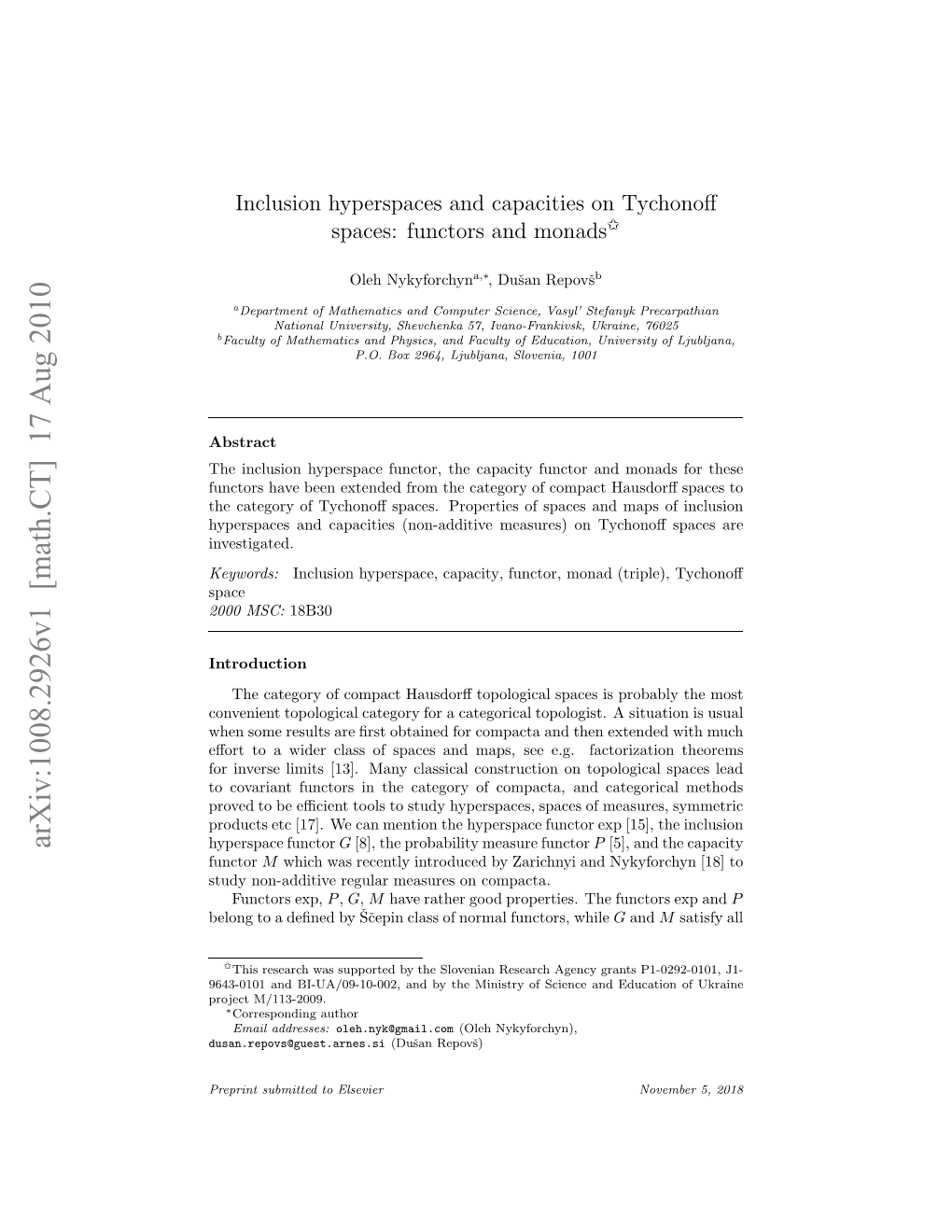 Inclusion Hyperspaces and Capacities on Tychonoff Spaces: Functors And