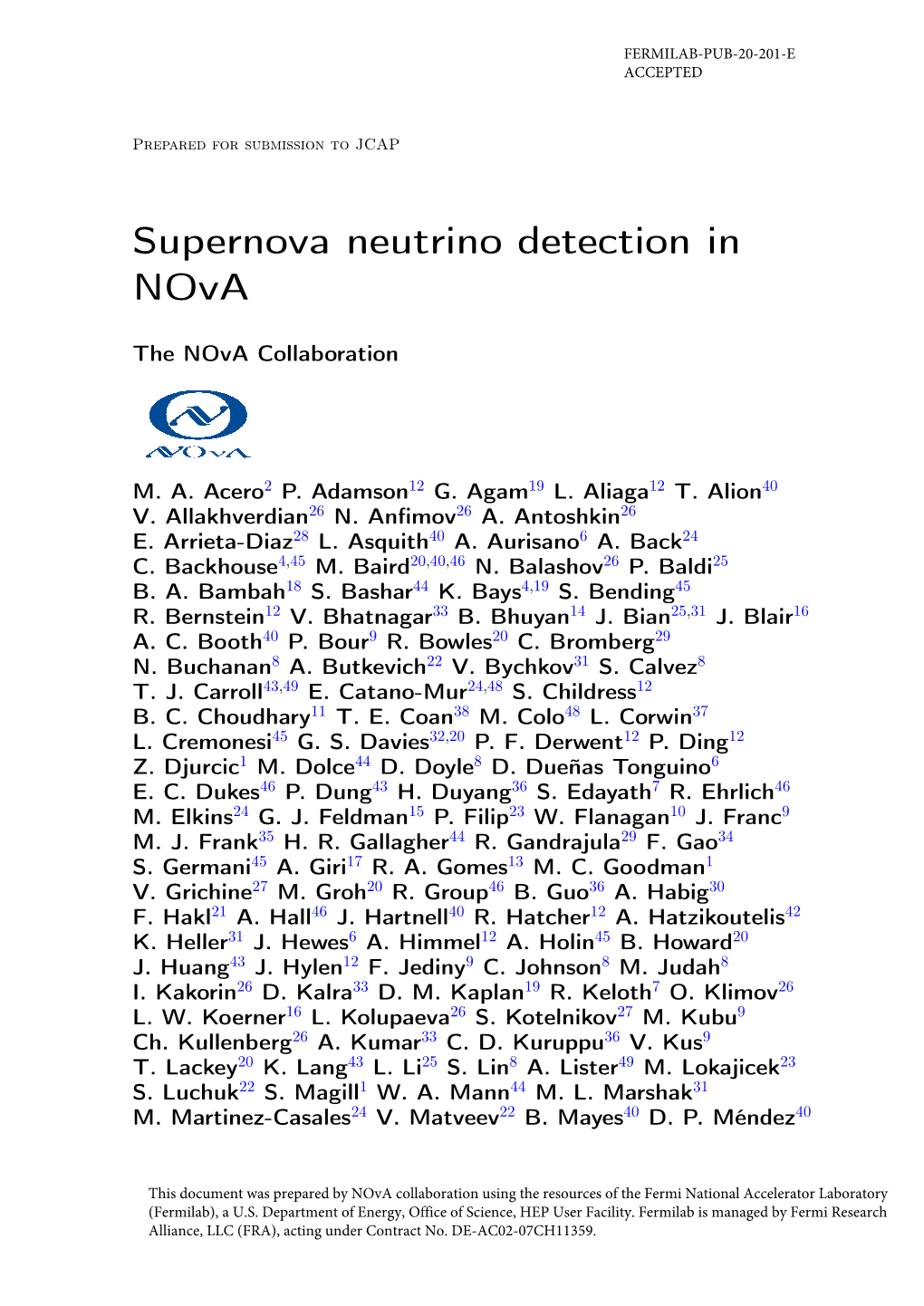 Supernova Neutrino Detection in Nova