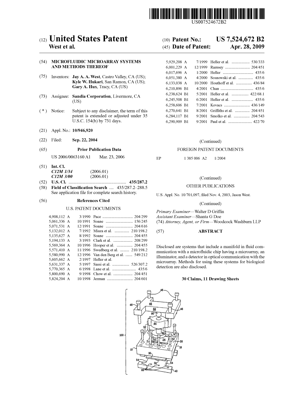 (12) United States Patent (10) Patent No.: US 7,524.672 B2 West Et Al