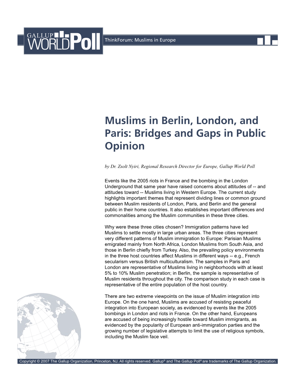 Muslims in Berlin, London, and Paris: Bridges and Gaps in Public Opinion