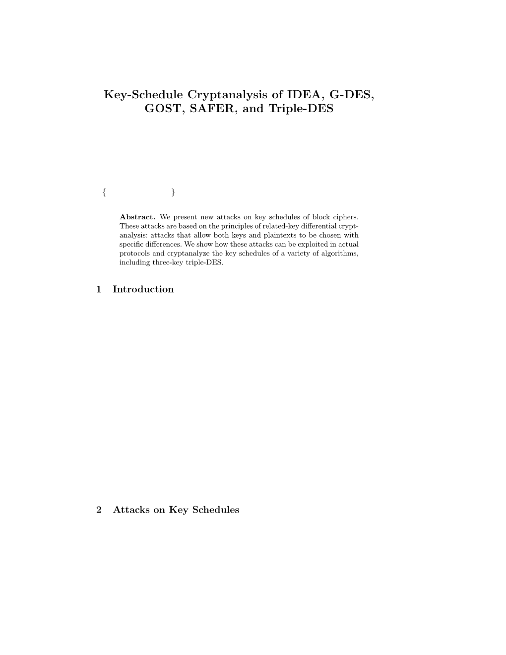 Key-Schedule Cryptanalysis of IDEA, G-DES, GOST, SAFER, and Triple-DES