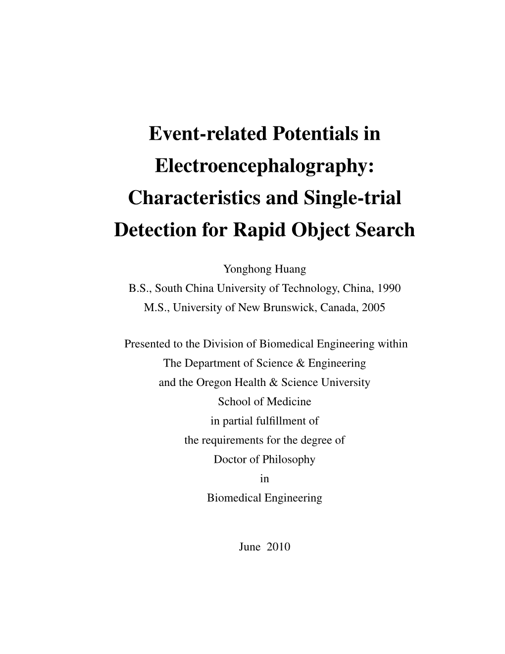 Event-Related Potentials in Electroencephalography: Characteristics and Single-Trial Detection for Rapid Object Search