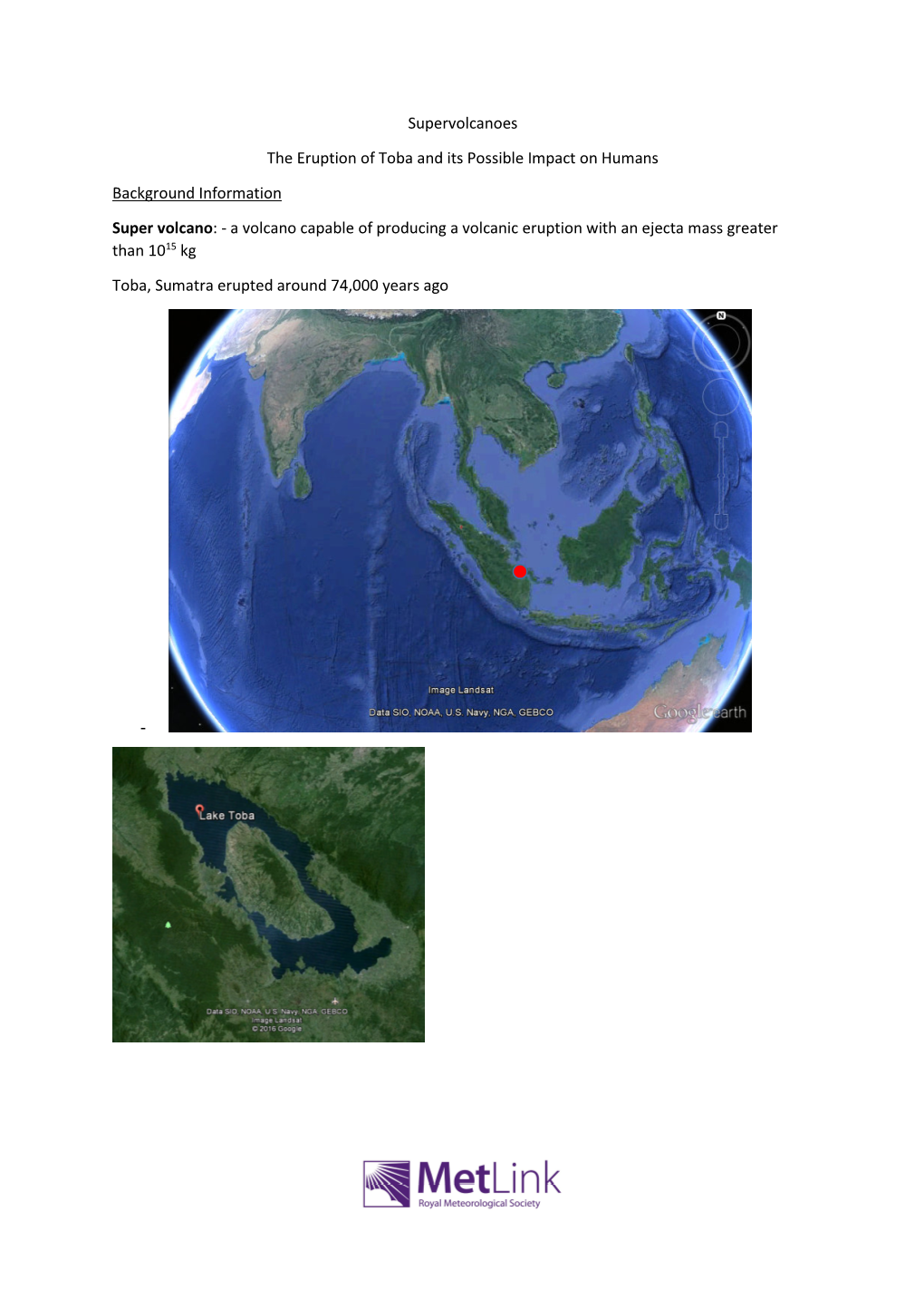 Supervolcanoes the Eruption of Toba and Its Possible