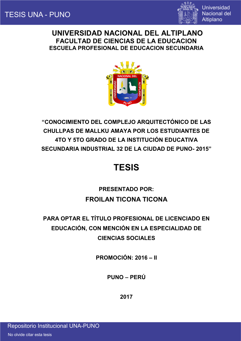 Facultad De Ciencias De La Educacion Escuela Profesional De Educacion Secundaria