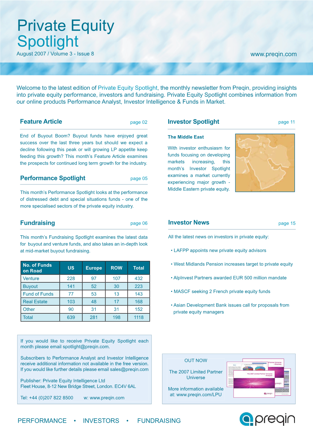 Private Equity Spotlight August 2007 / Volume 3 - Issue 8