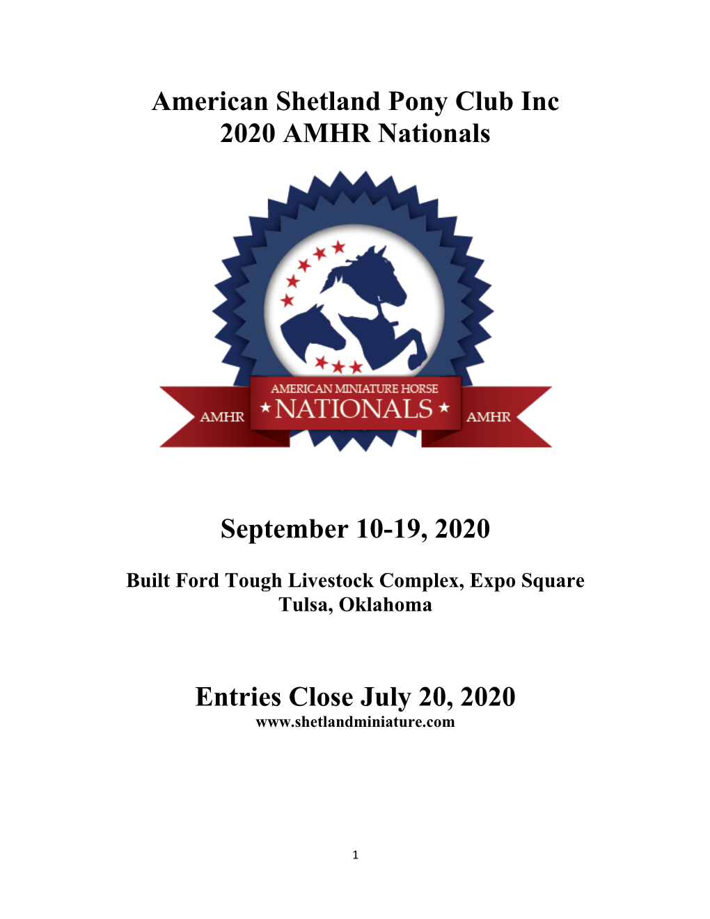 American Shetland Pony Club Inc 2020 AMHR Nationals September