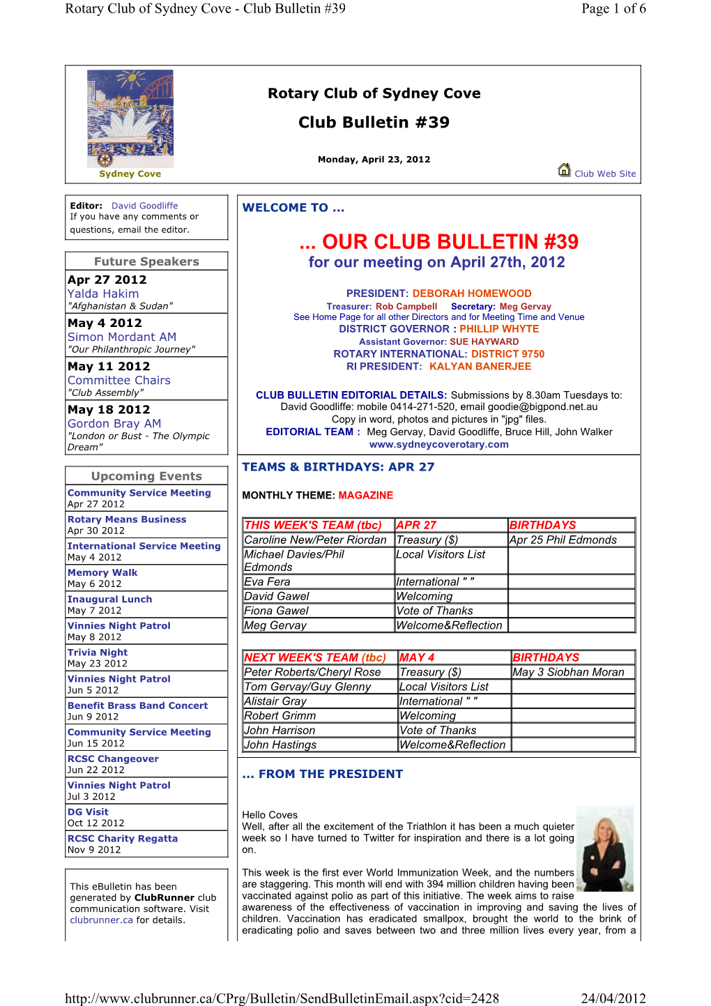 Our Club Bulletin