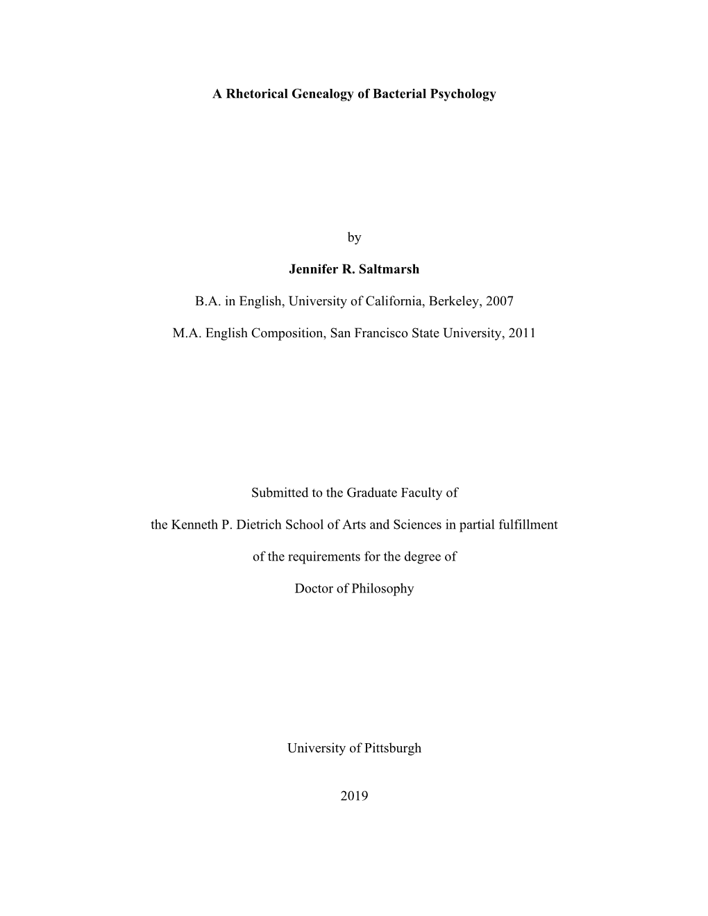 A Rhetorical Genealogy of Bacterial Psychology by Jennifer R