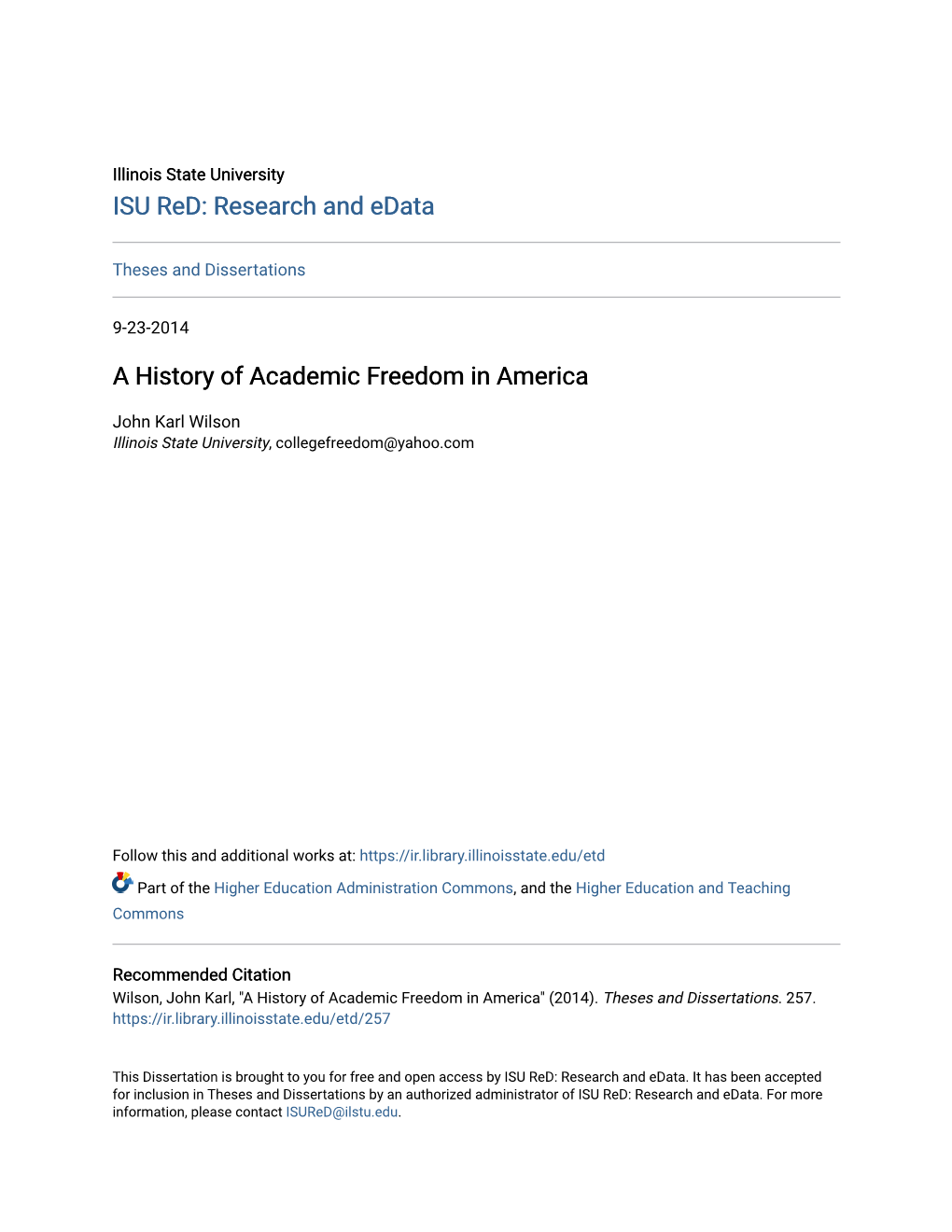A History of Academic Freedom in America