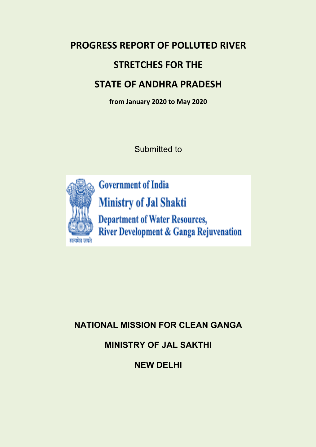 Progress Report of Polluted River Stretches for the State of Andhra Pradesh