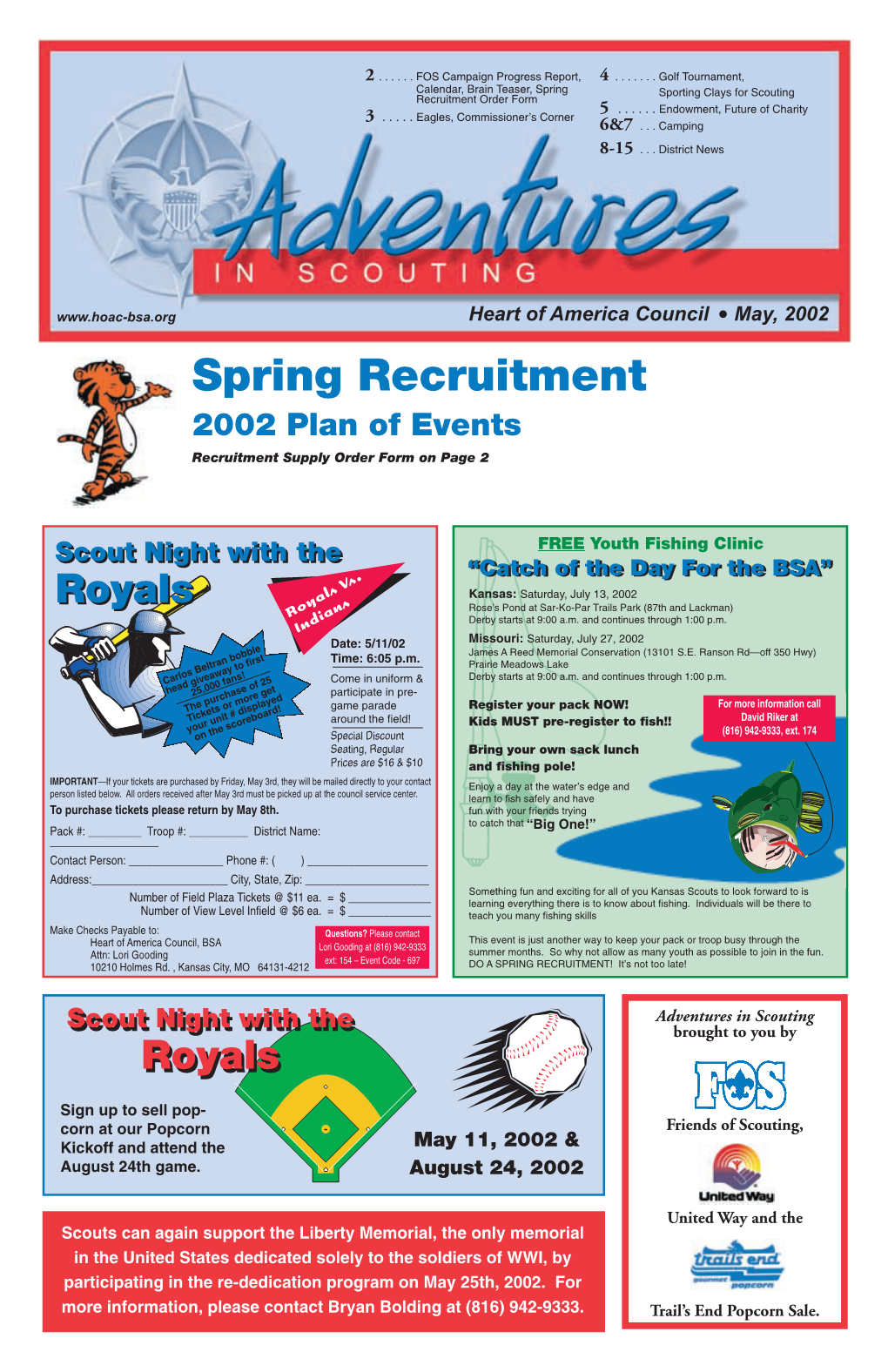 Spring Recruitment 2002 Plan of Events Recruitment Supply Order Form on Page 2