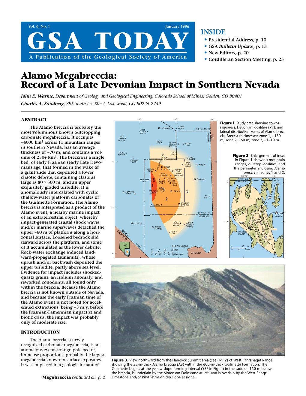 Alamo Megabreccia: Record of a Late Devonian Impact in Southern Nevada John E