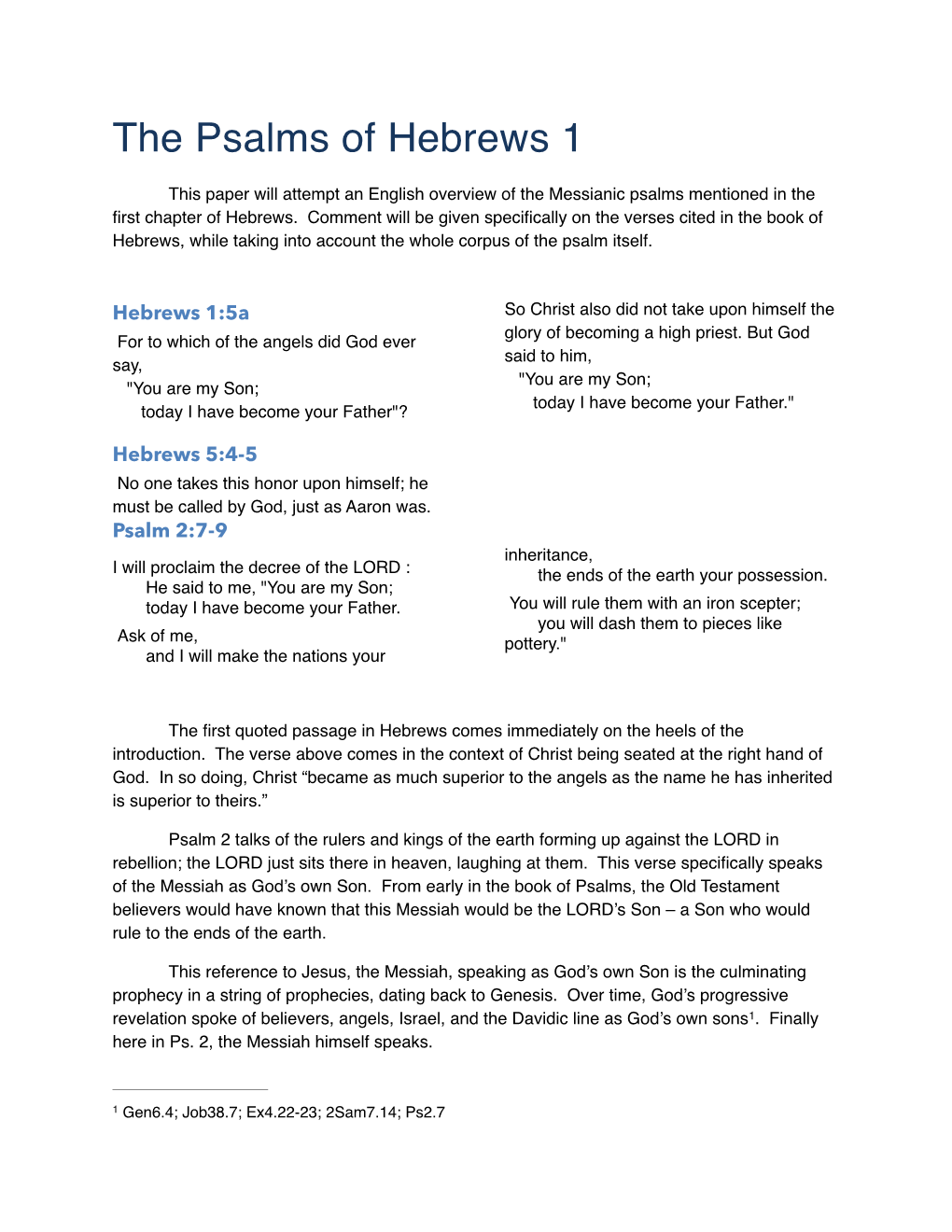 The Psalms of Hebrews 1