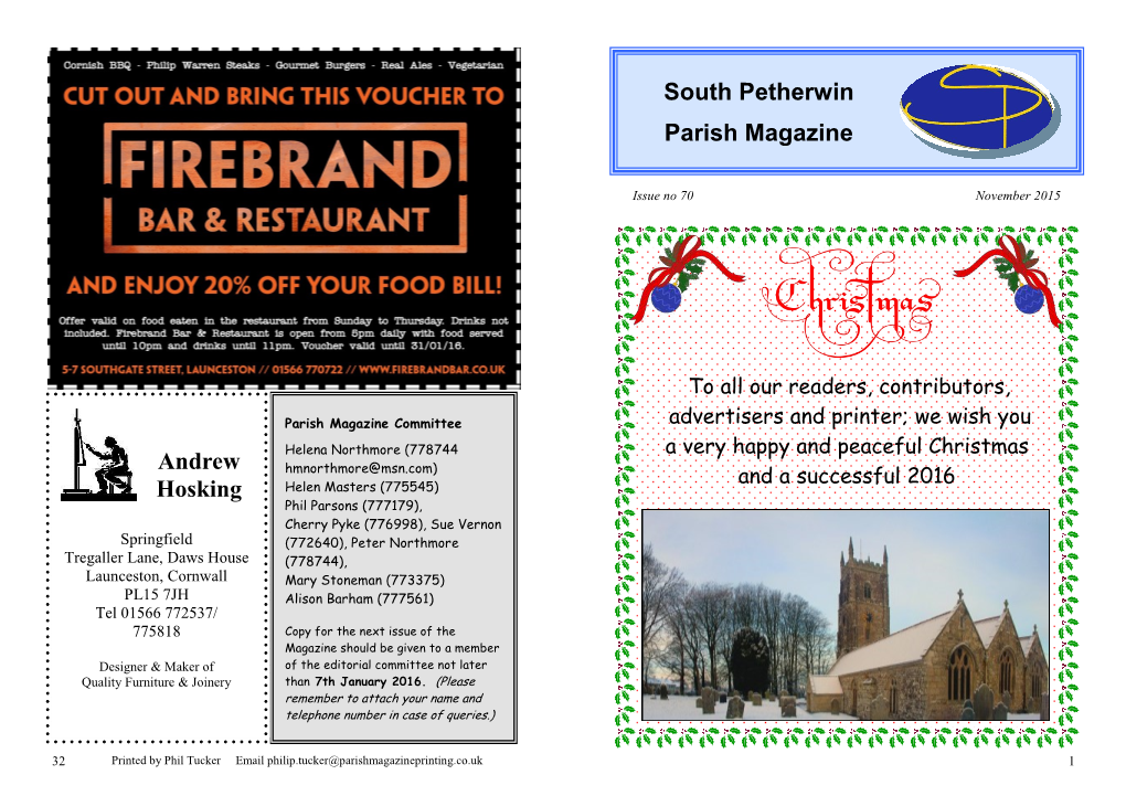 Andrew Hosking South Petherwin Parish Magazine
