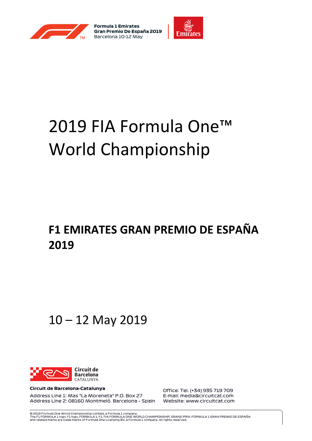 2019 FIA Formula One™ World Championship