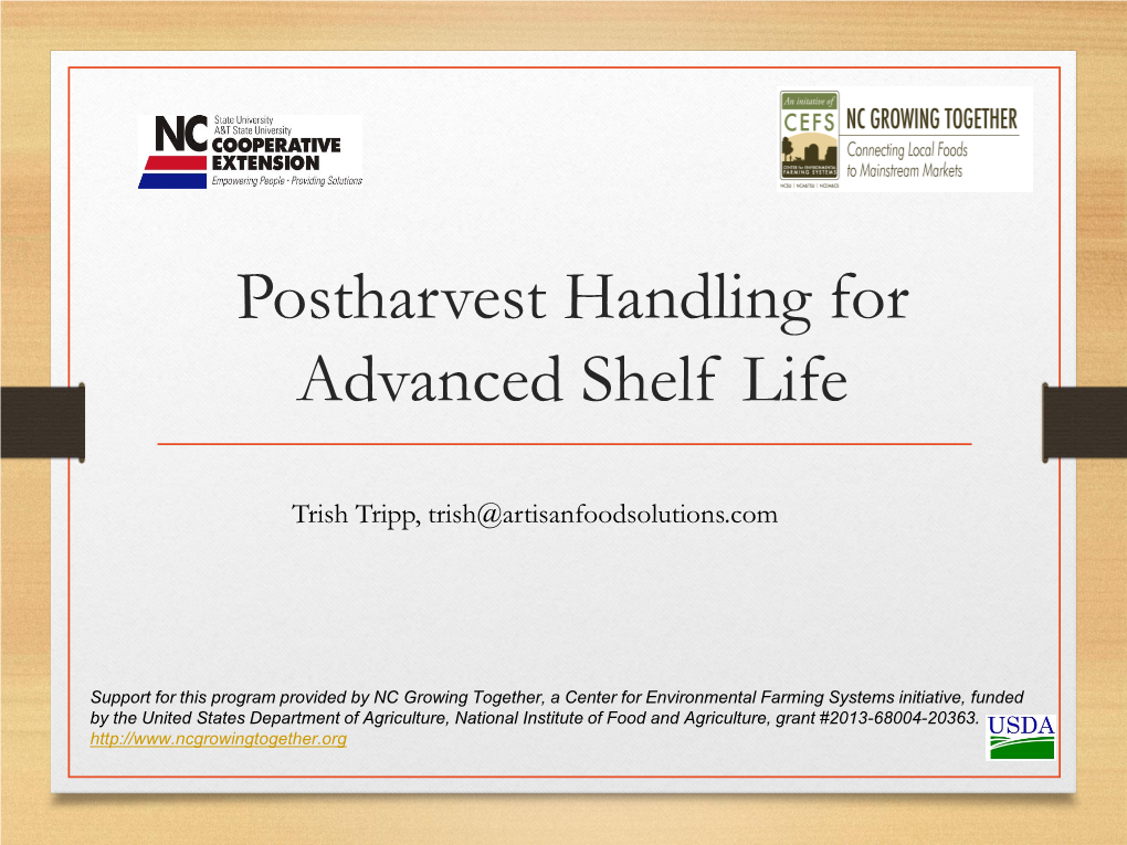 Postharvest Handling for Advanced Shelf Life