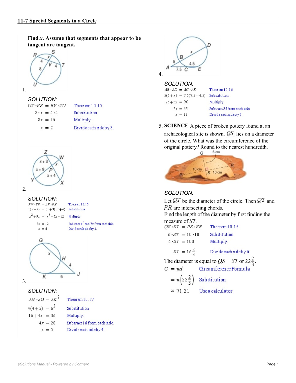 Find the Length of the Diameter by First Finding the Measure of ST. The