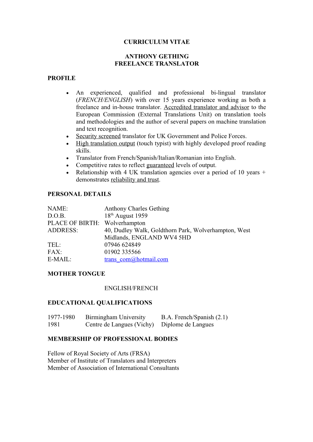 Curriculum Vitae s121