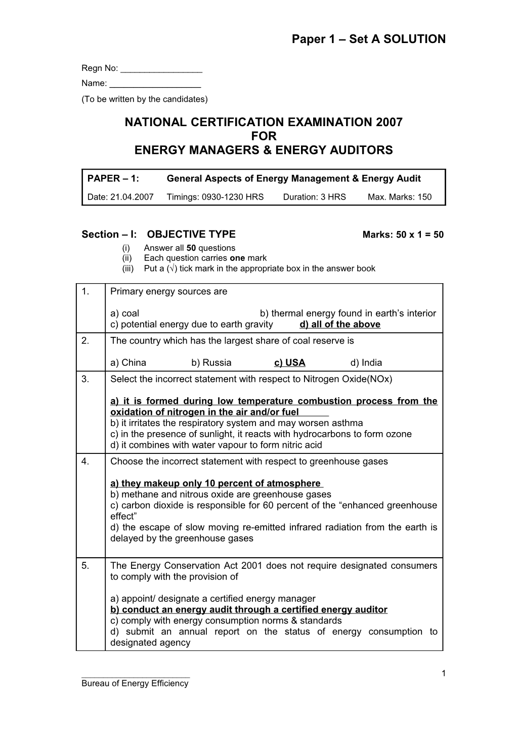 National Certification Examination