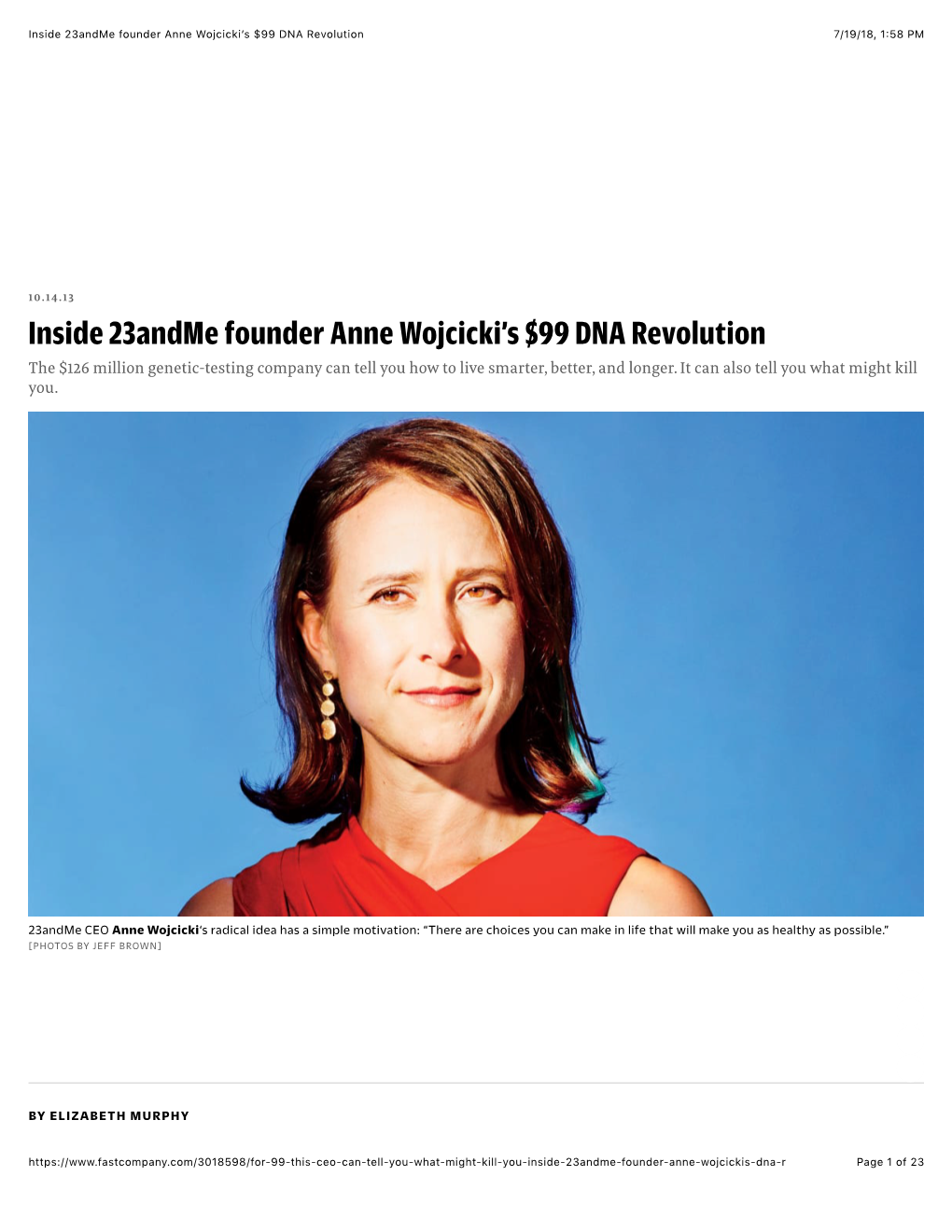 Inside 23Andme Founder Anne Wojcicki's $99 DNA Revolution