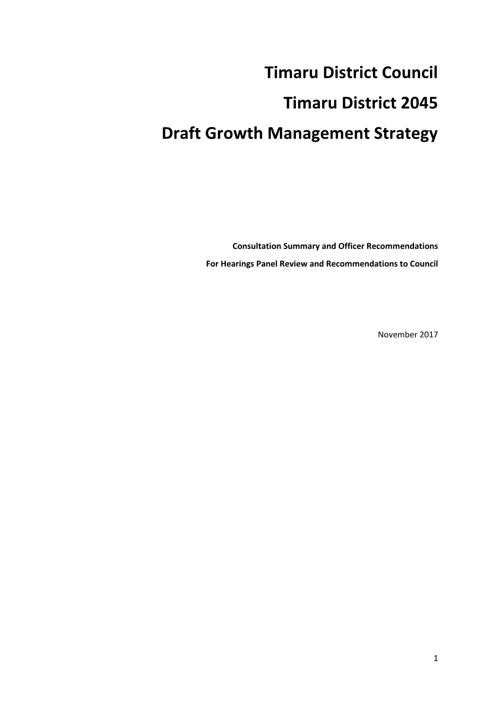 Draft Growth Management Strategy Officers Report on Submissions