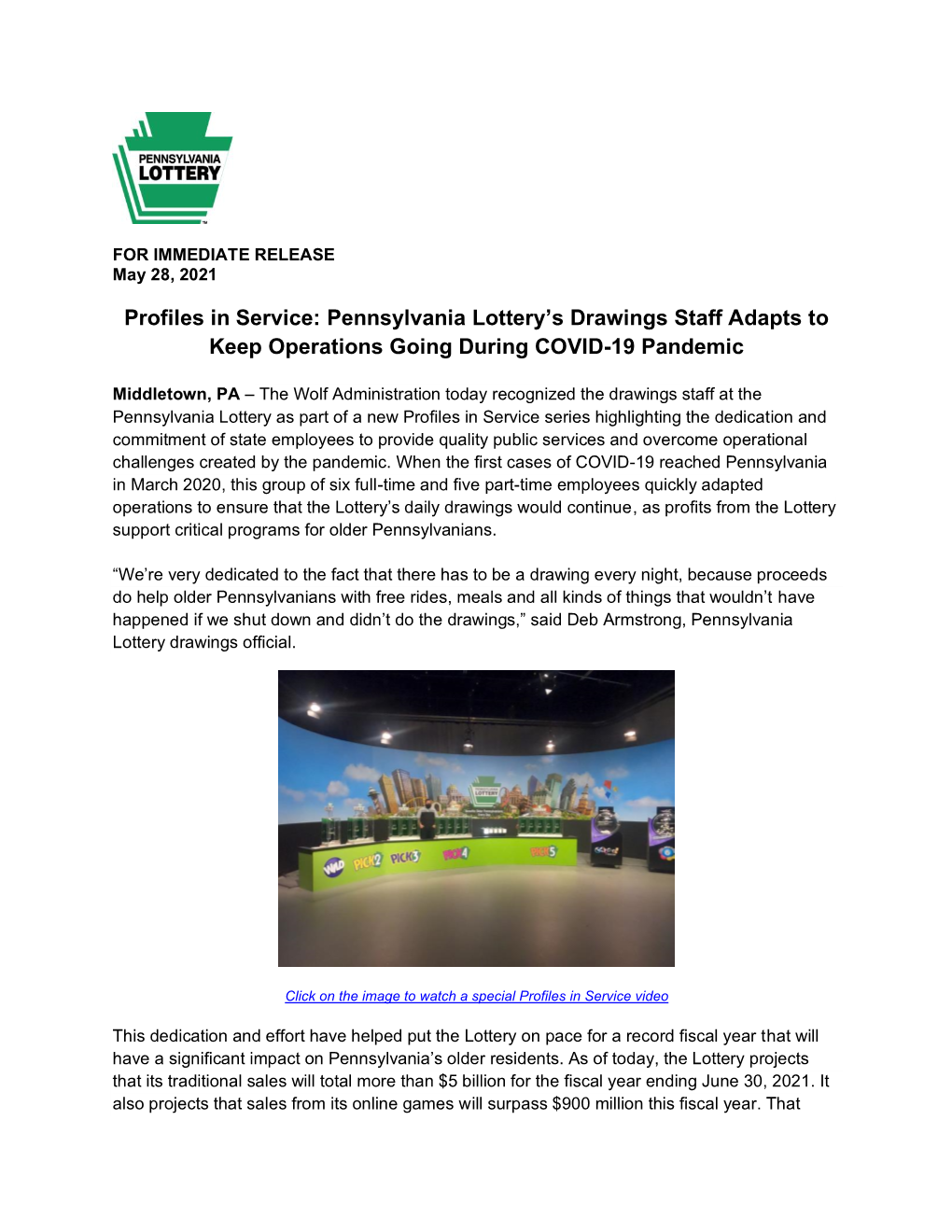 Profiles in Service: Pennsylvania Lottery's Drawings Staff Adapts To