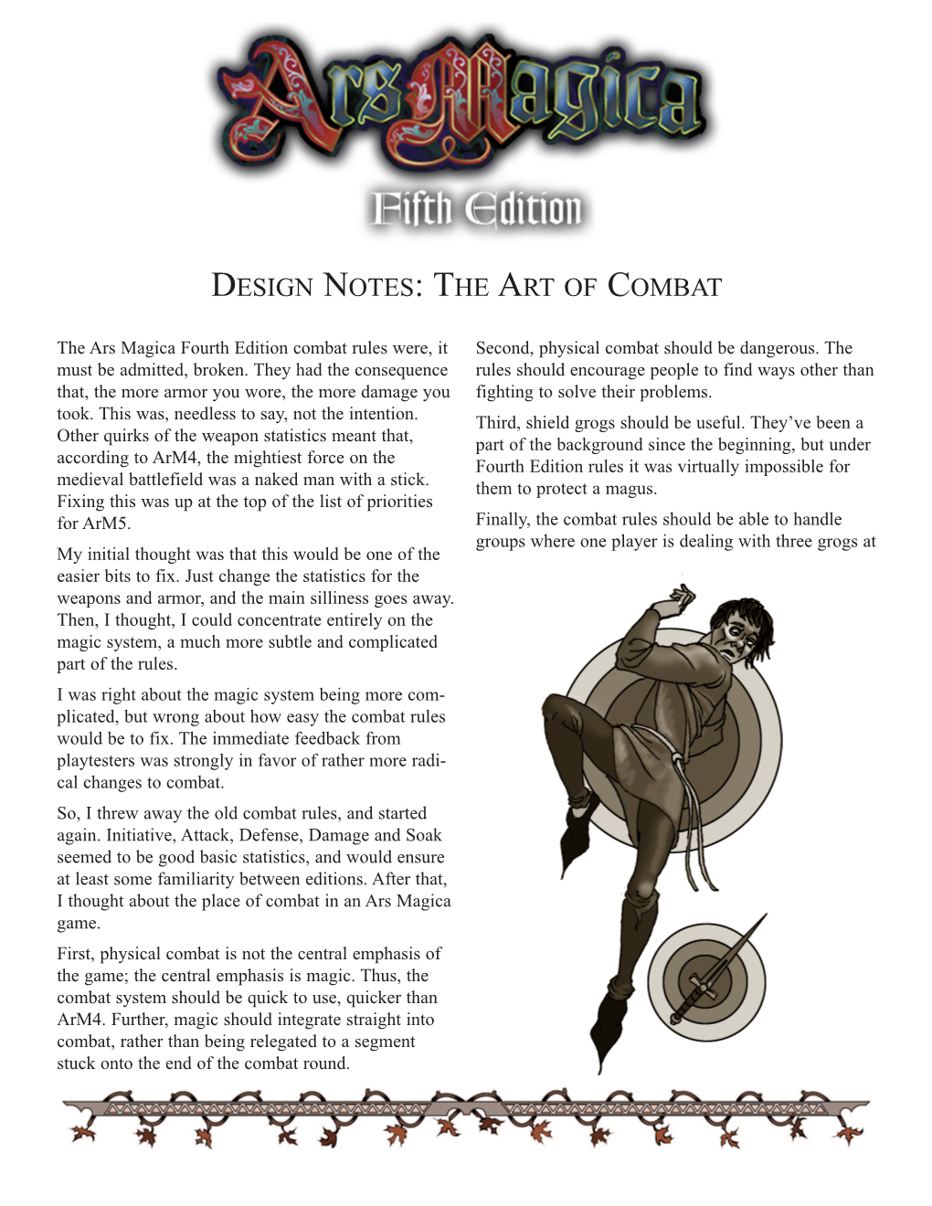 Design Notes: the Art of Combat