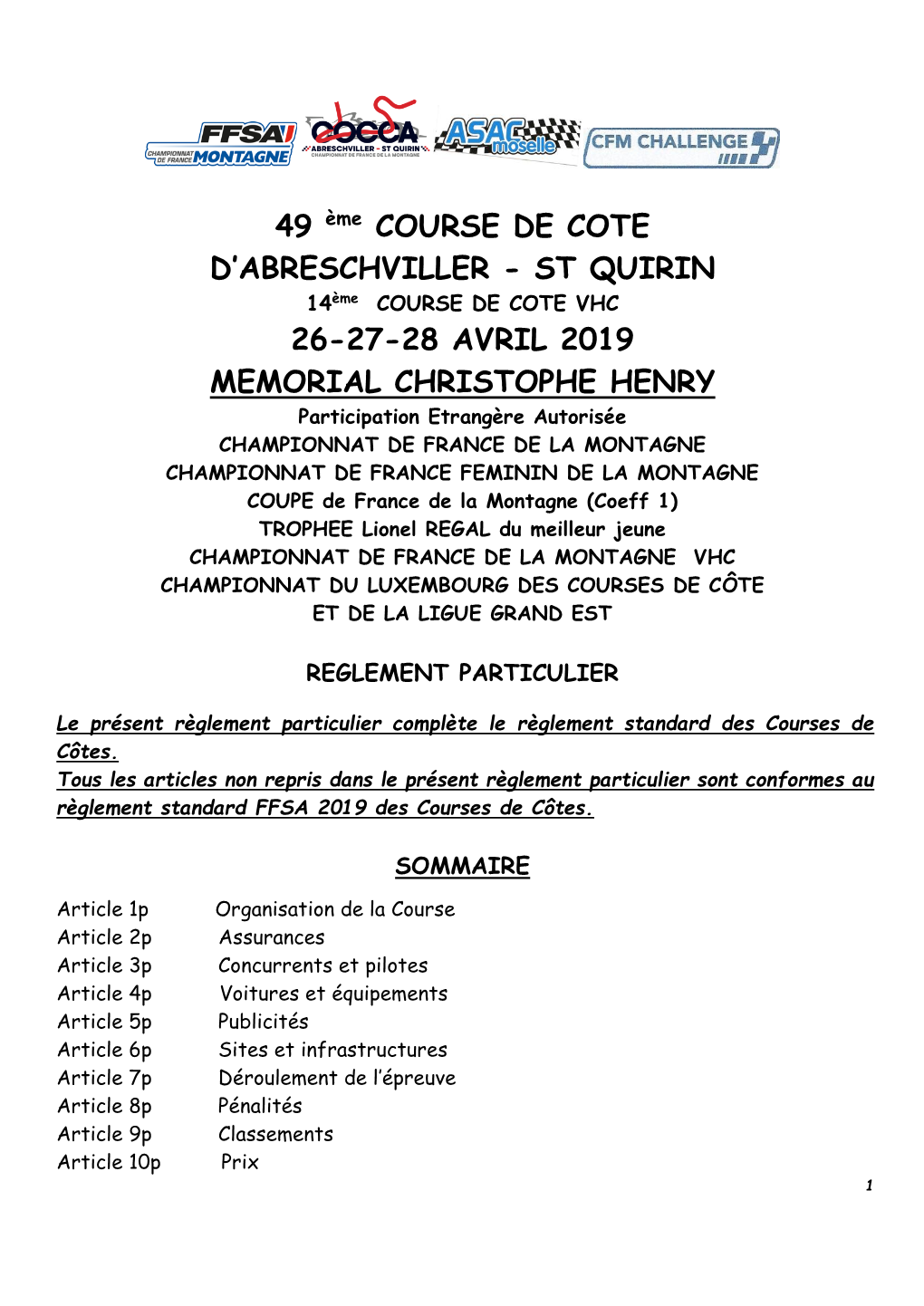 49 Ème COURSE DE COTE D'abreschviller