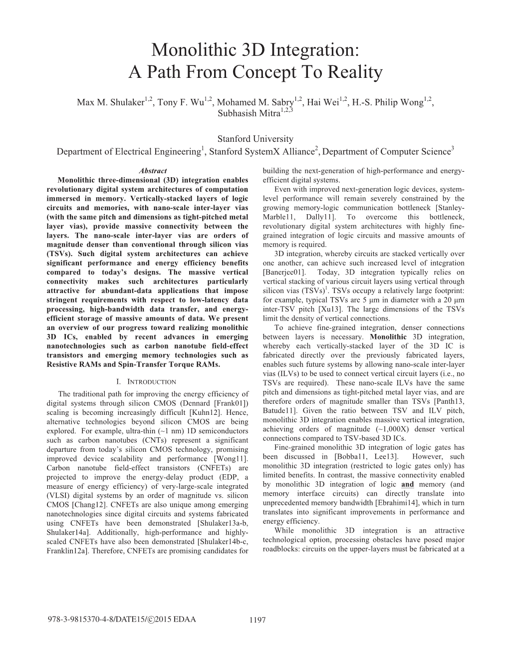 Monolithic 3D Integration: a Path from Concept to Reality