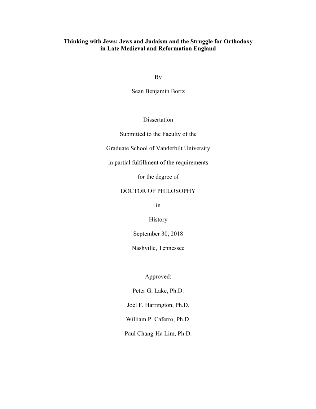 Thinking with Jews: Jews and Judaism and the Struggle for Orthodoxy in Late Medieval and Reformation England