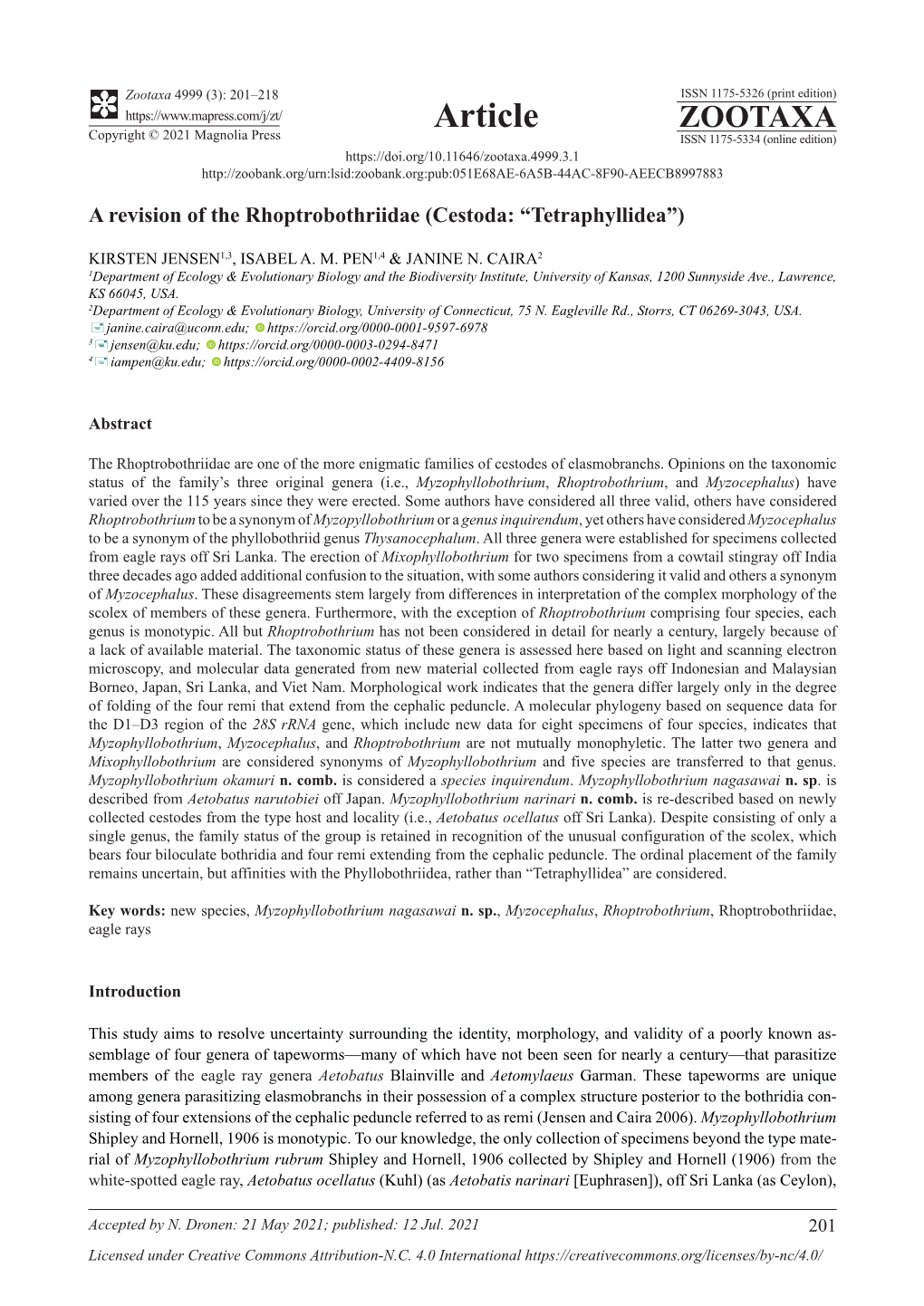 Cestoda: “Tetraphyllidea”)