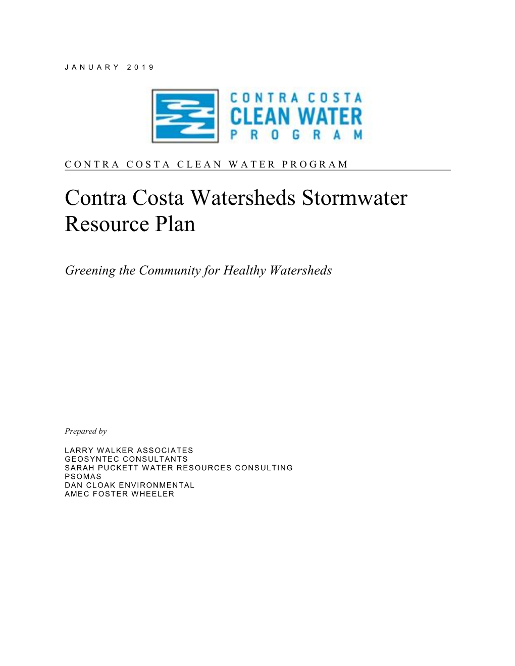 Contra Costa Watersheds Stormwater Resource Plan