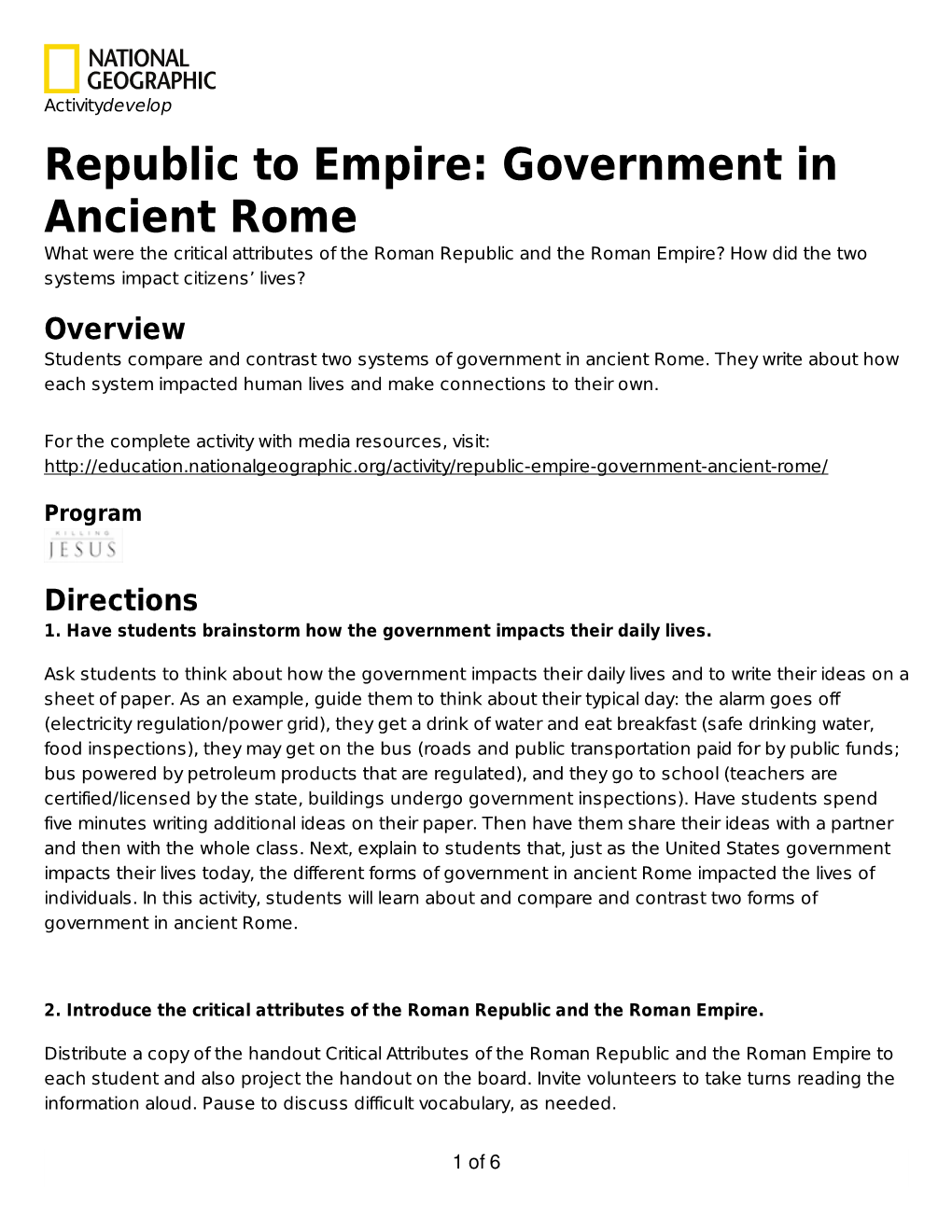 Republic to Empire: Government in Ancient Rome