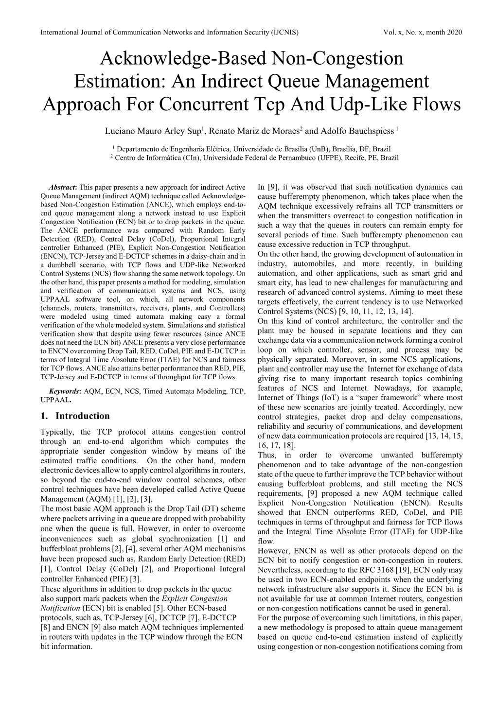 Acknowledge-Based Non-Congestion Estimation: an Indirect Queue Management Approach for Concurrent Tcp and Udp-Like Flows