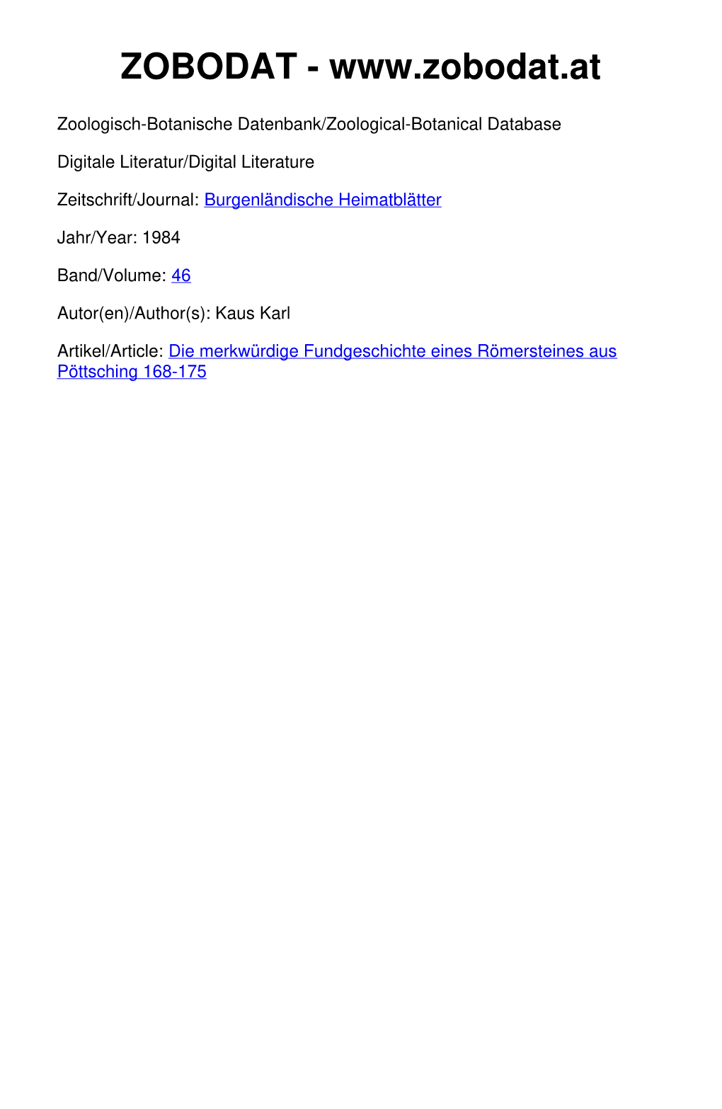 Die Merkwürdige Fundgeschichte Eines Römersteines Aus Pöttsching 168-175 ©Amt Der Burgenländischen Landesregierung, Landesarchiv, Download Unter