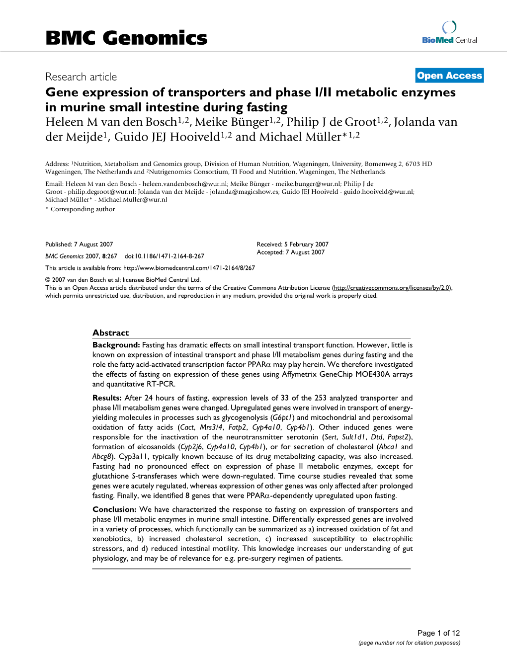 Gene Expression of Transporters and Phase I/II Metabolic Enzymes In