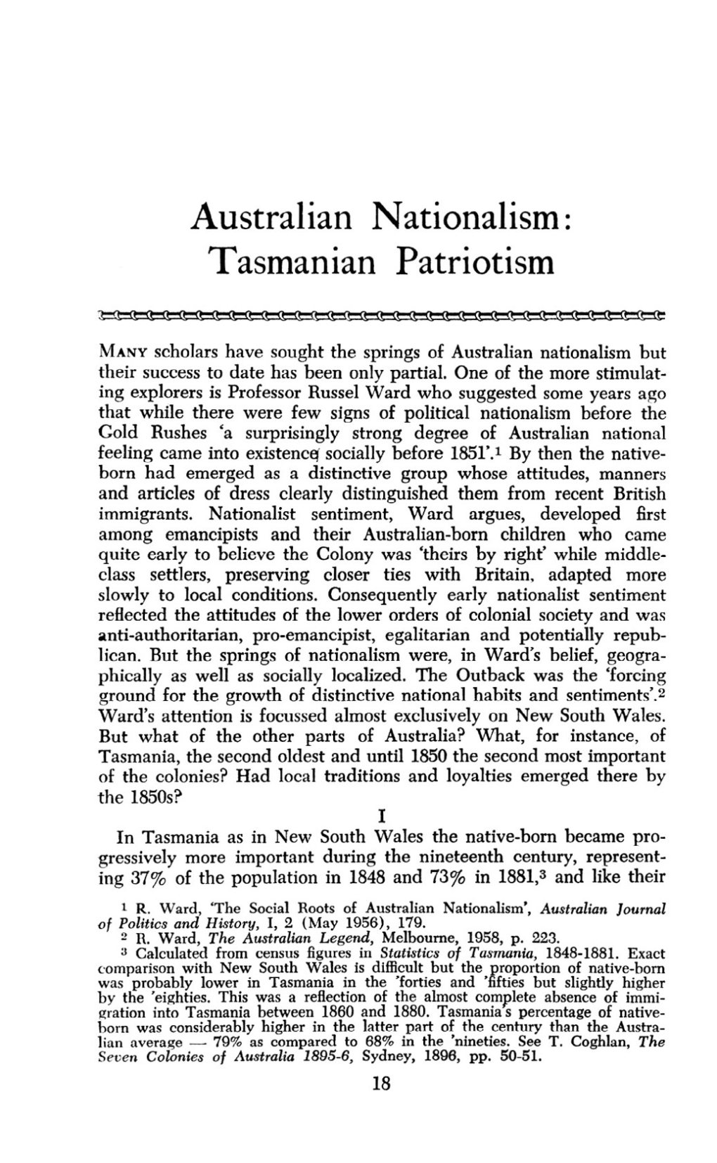 Australian Nationalism: Tasmanian Patriotism
