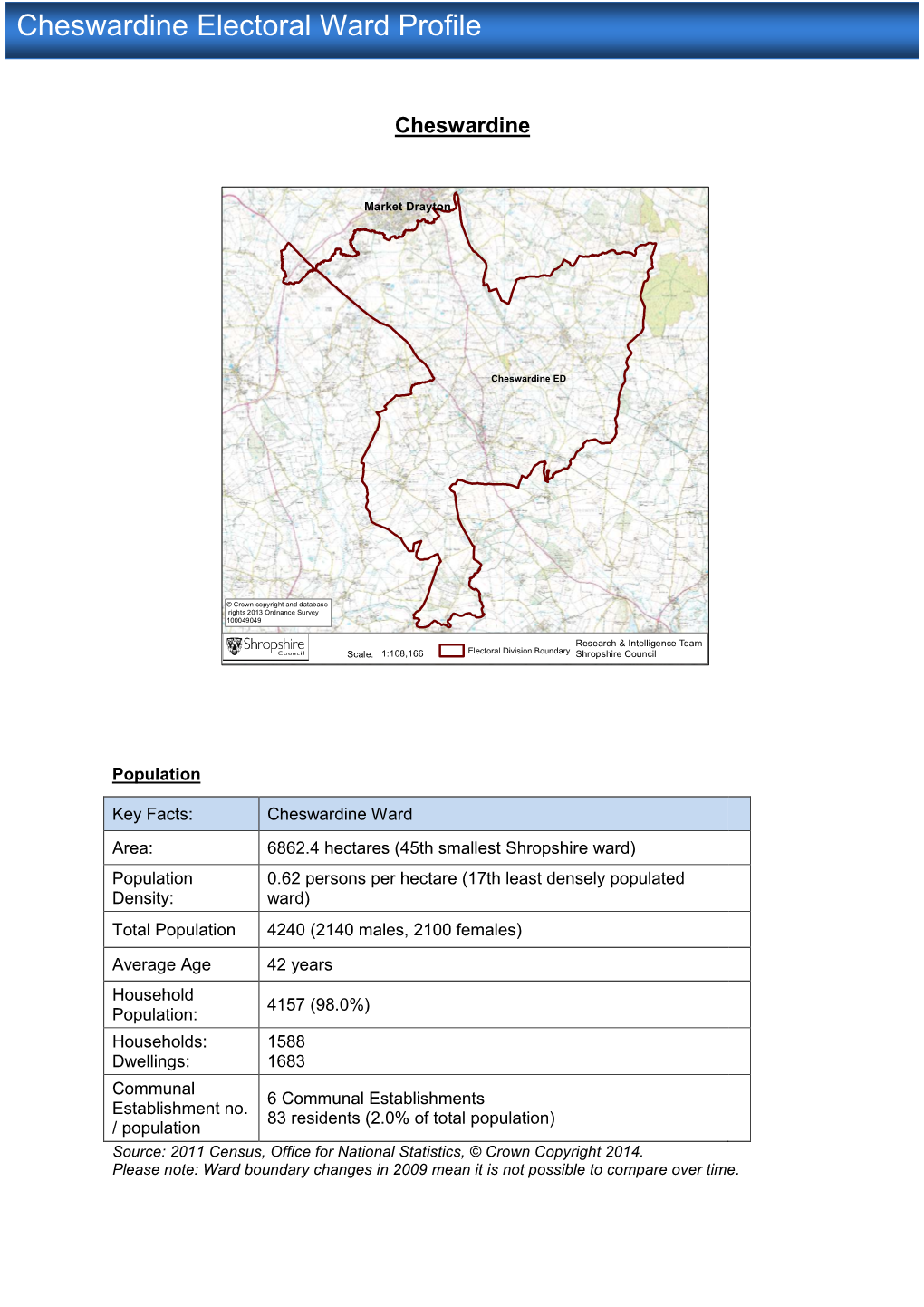 Cheswardine Electoral Ward Profile