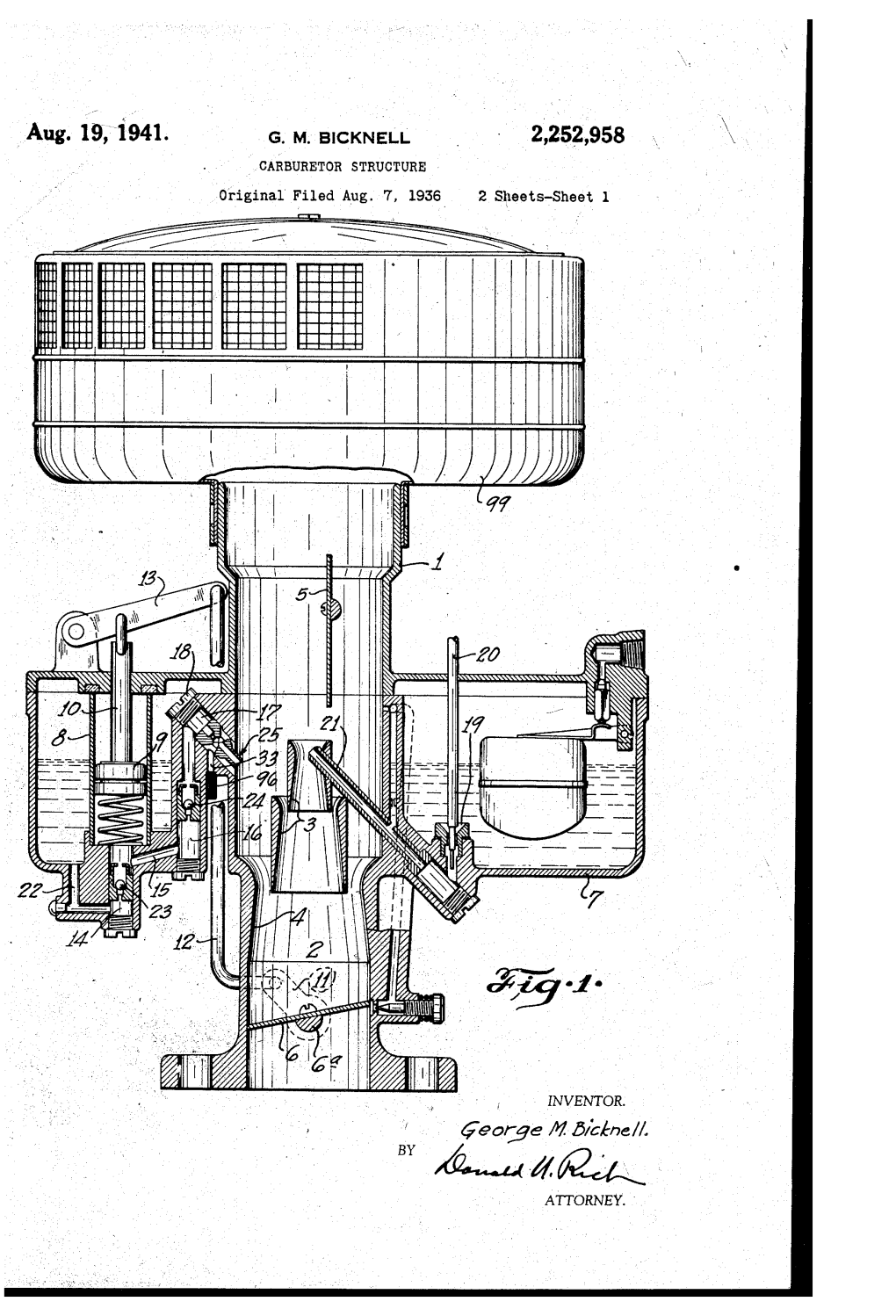 CARBURETOR STRUCTURE Original Filed Aug