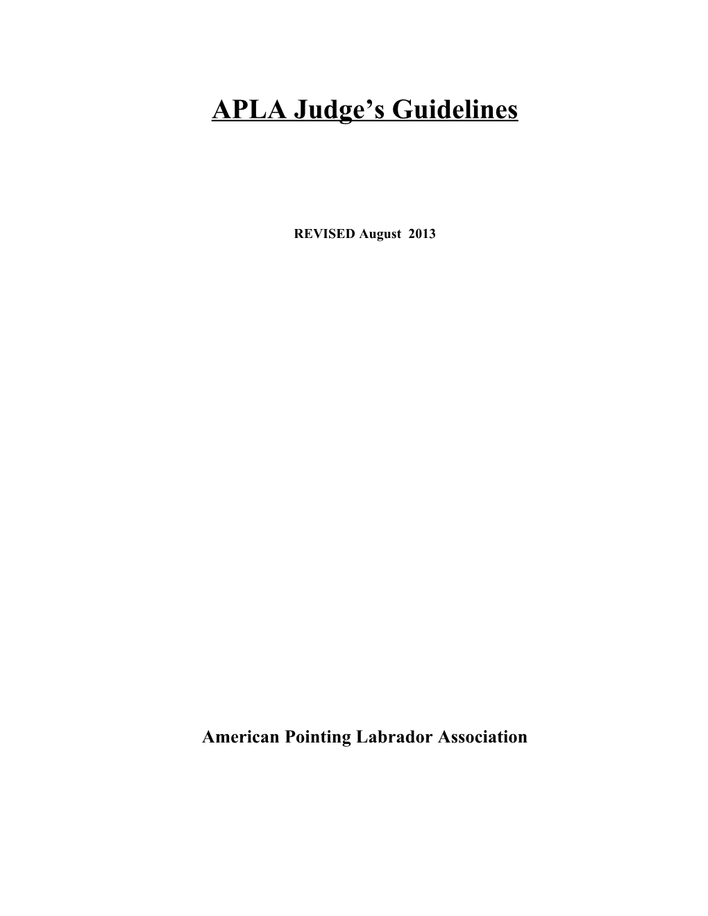 APLA Judge S Guidelines