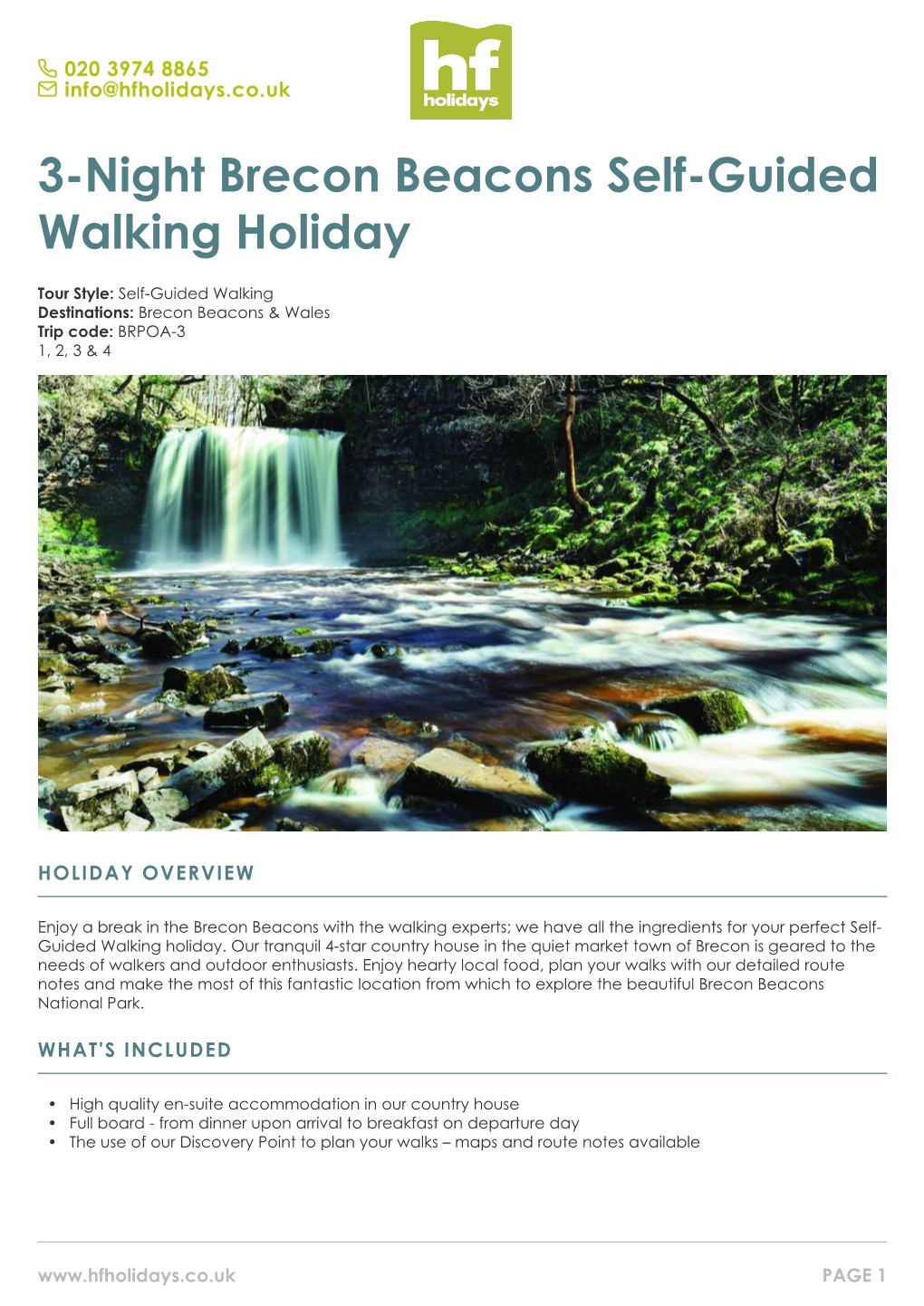 3-Night Brecon Beacons Self-Guided Walking Holiday