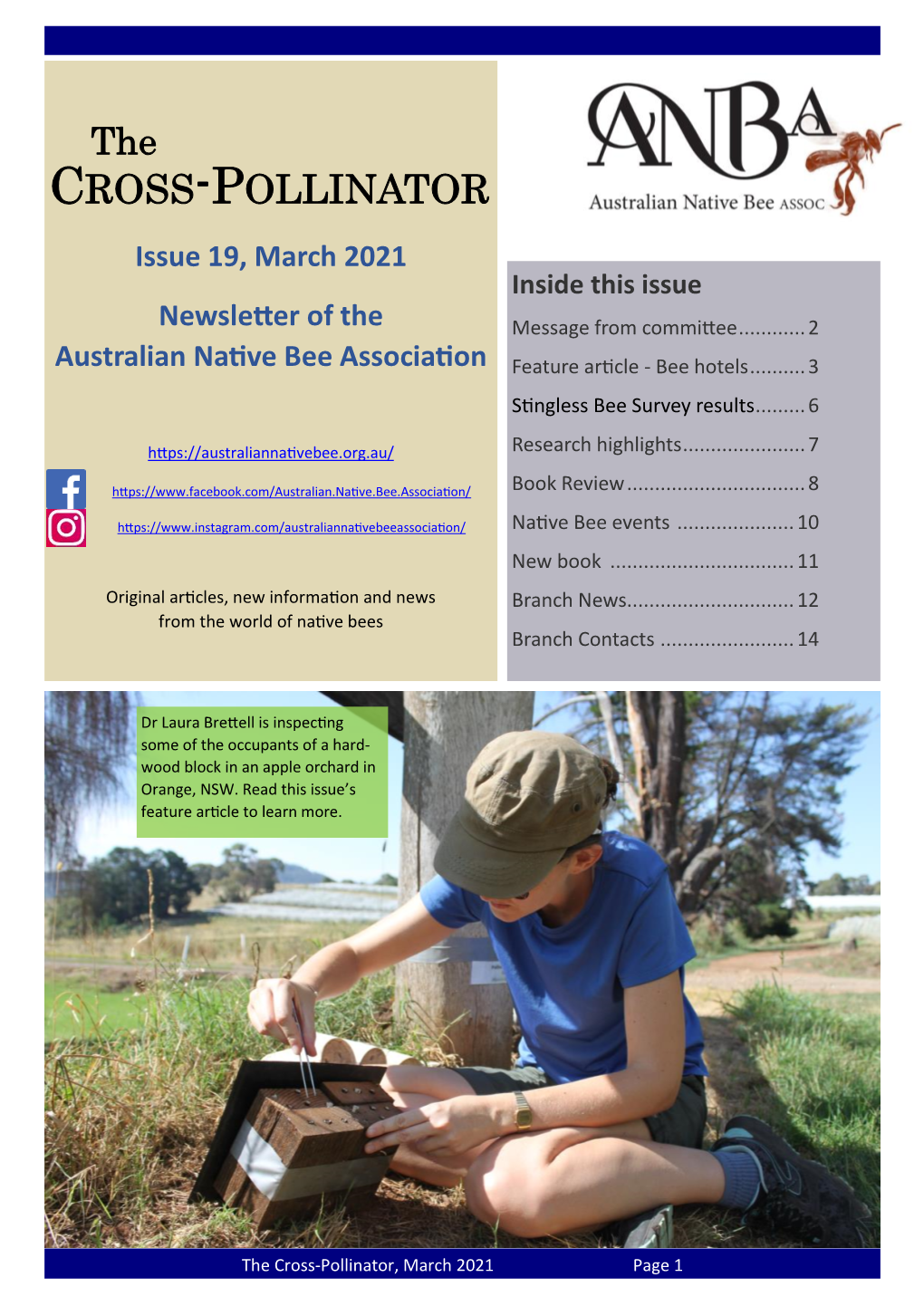 CROSS-POLLINATOR Issue 19, March 2021 Inside This Issue Newsletter of the Message from Committee