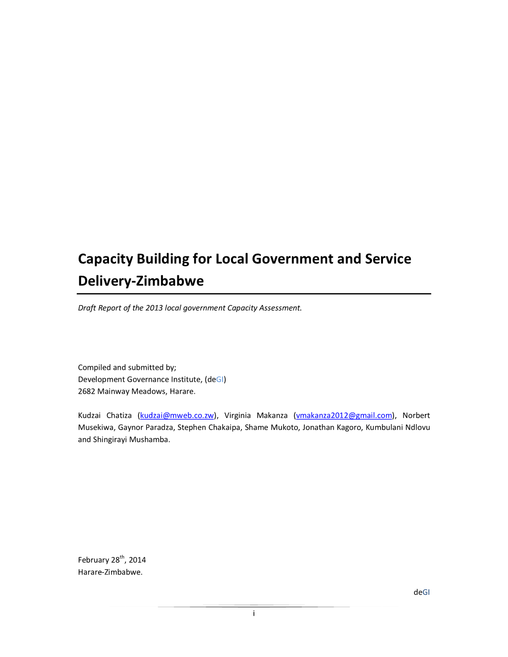 Capacity Building for Local Government and Service Delivery-Zimbabwe