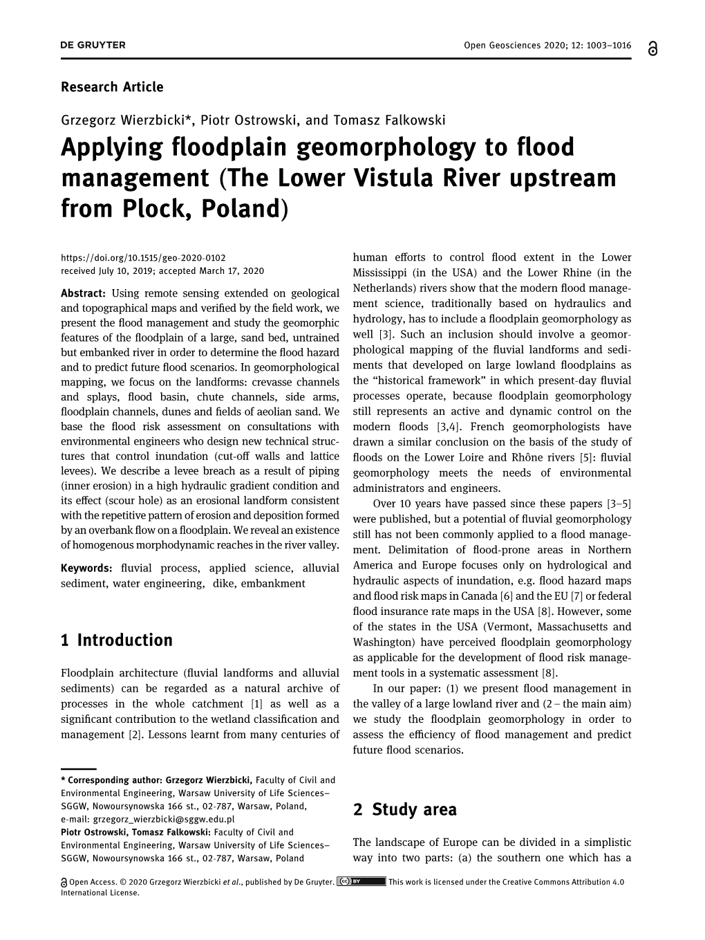 Applying Floodplain Geomorphology to Flood Management