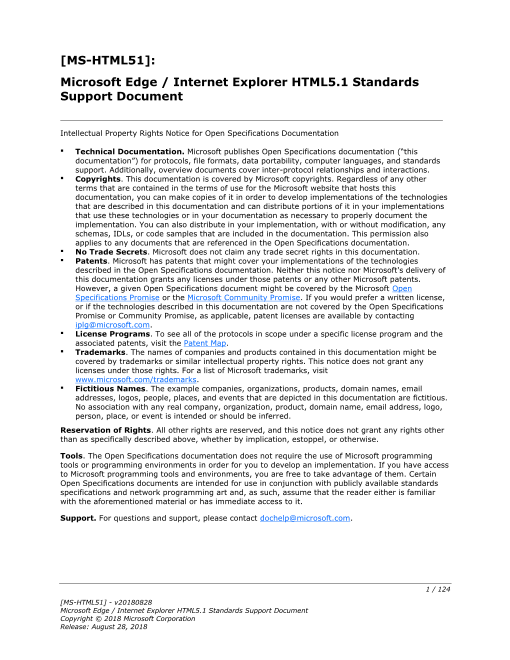 MS-HTML51]: Microsoft Edge / Internet Explorer HTML5.1 Standards Support Document