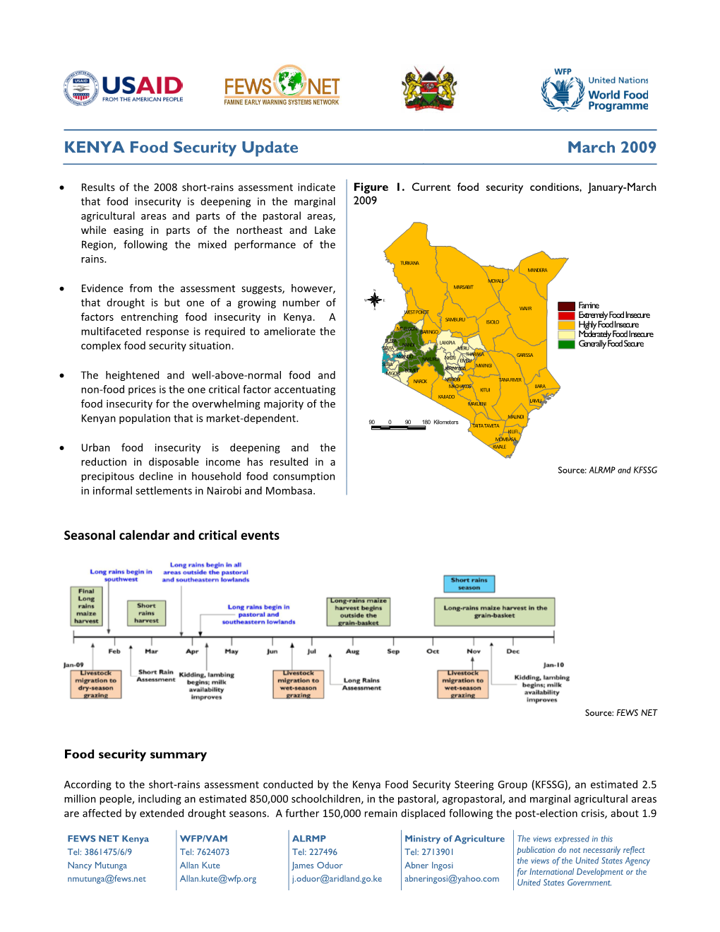 KENYA Food Security Update March 2009